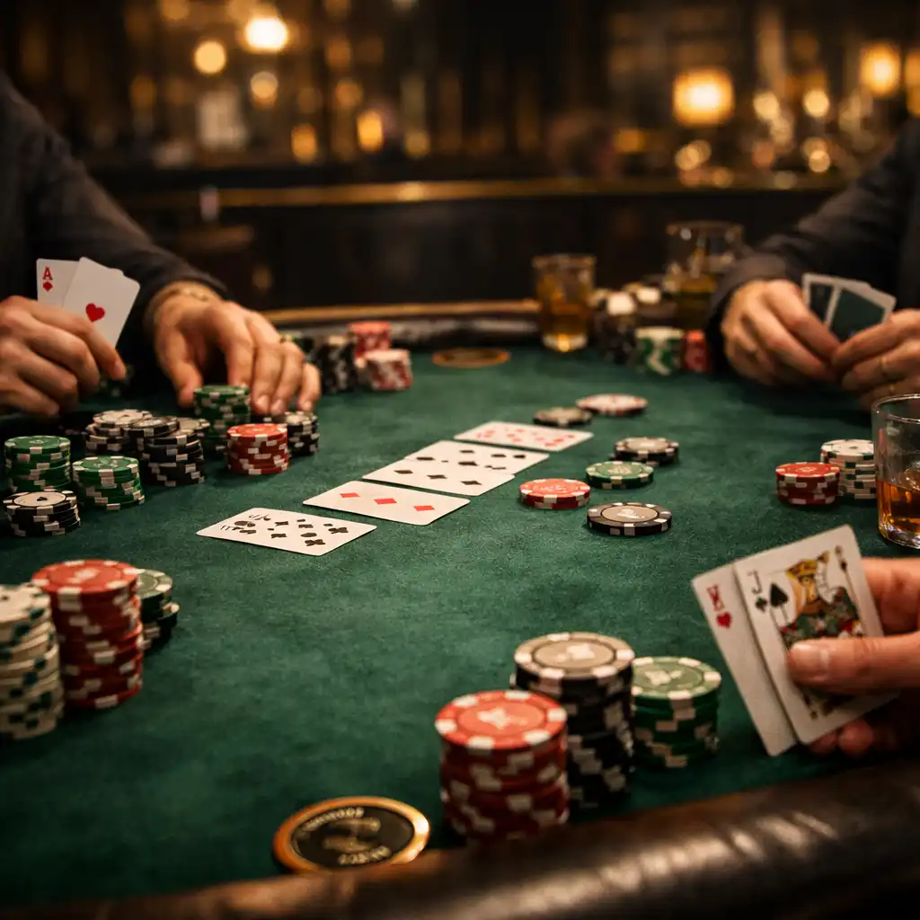 Players focused on a poker table at Fortunatecardclub
